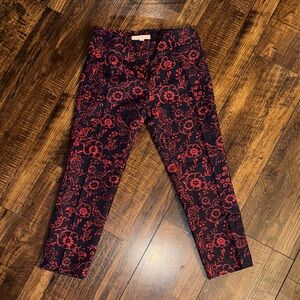 LOFT Red and Black Floral Pants